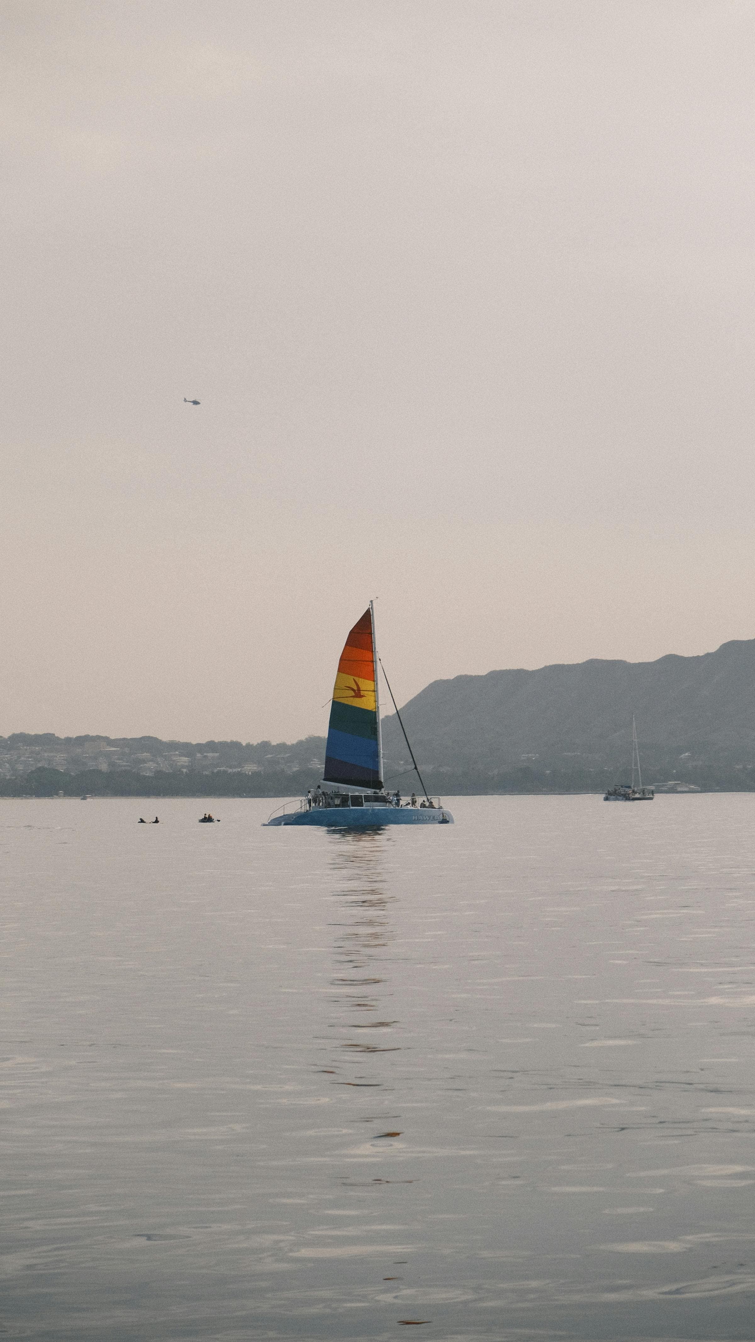 Catamaran anchored at sunset in the Caribbean